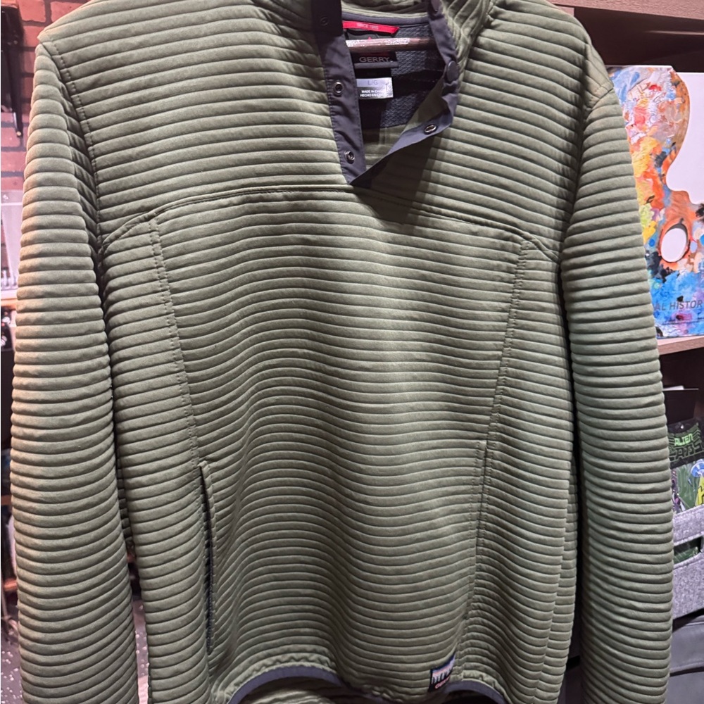 Olive Green Quilted Pullover
